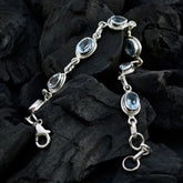 Marie Blue Gemstone Bracelet India - Elegant Silver Design